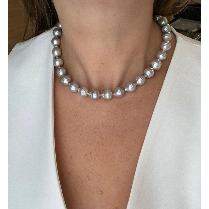 Collar Perla Barroca Gris 12 MM – Victoria Fine Jewelry