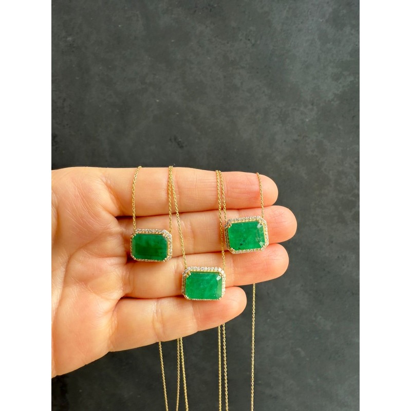 Collar Esmeralda Con Halo De Diamantes – Victoria Fine Jewelry