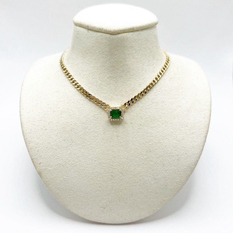 Gargantilla Cuadro De Esmeralda Con Diamantes – Victoria Fine Jewelry