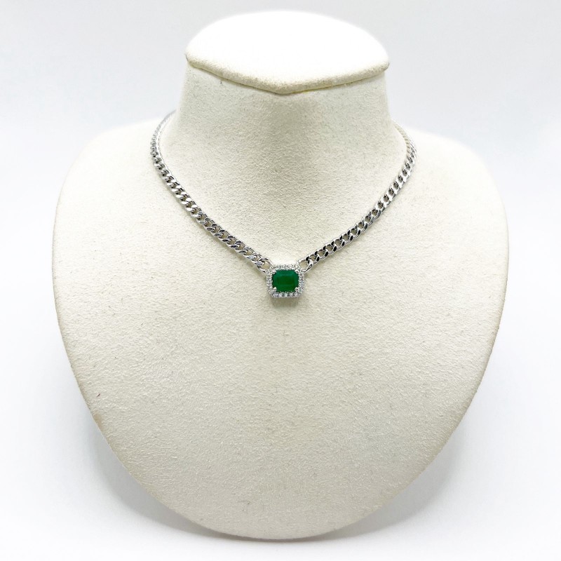 Gargantilla Cuadro De Esmeralda Con Diamantes – Victoria Fine Jewelry
