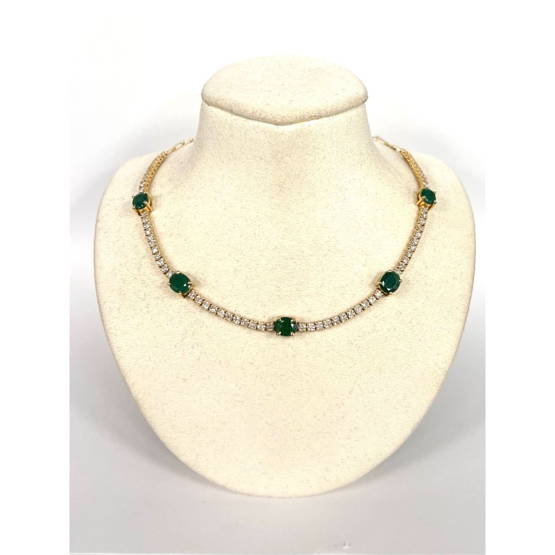 Gargantilla De Diamantes Con Esmeraldas – Victoria Fine Jewelry