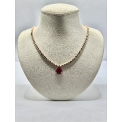 Gargantilla Gota de Rubí con Diamantes – Victoria Fine Jewelry