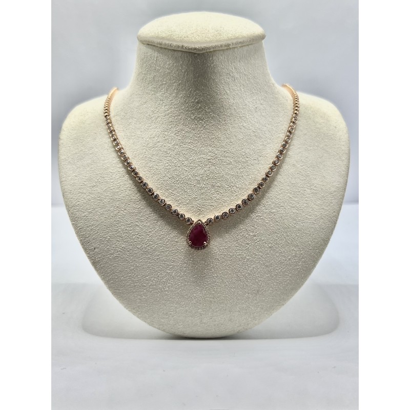 Gargantilla Gota de Rubí con Diamantes – Victoria Fine Jewelry