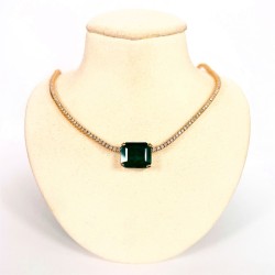 Gargantilla Tennis De Diamantes Con Esmeralda – Victoria Fine Jewelry