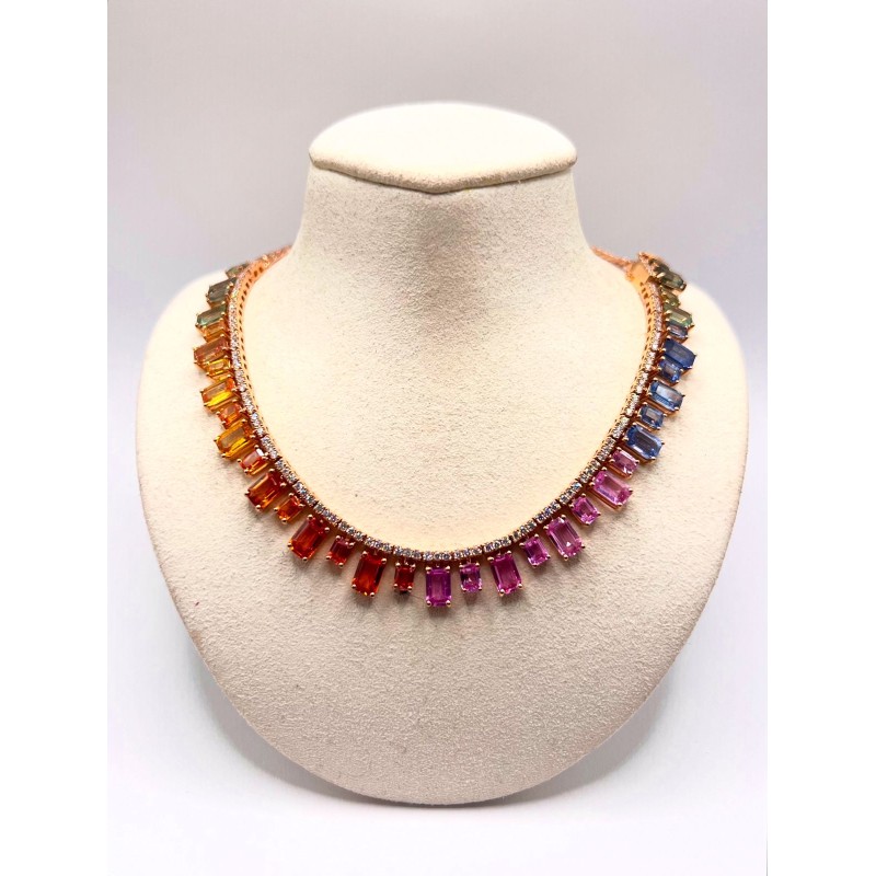 Gargantilla Zafiros Rainbow Con Diamantes – Victoria Fine Jewelry