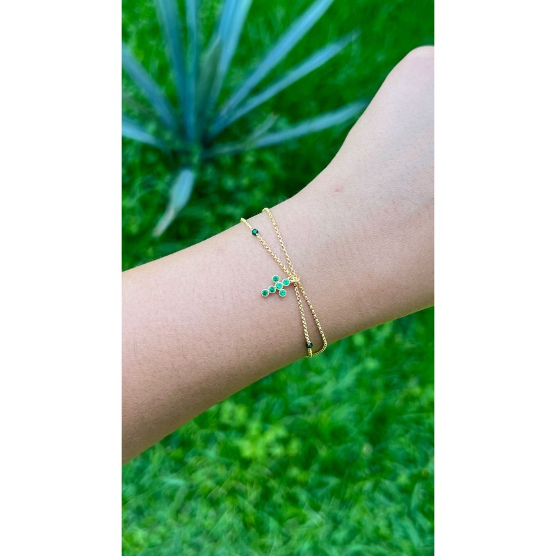 Pulsera Doble Cruz Con Zirconias – Victoria Fine Jewelry
