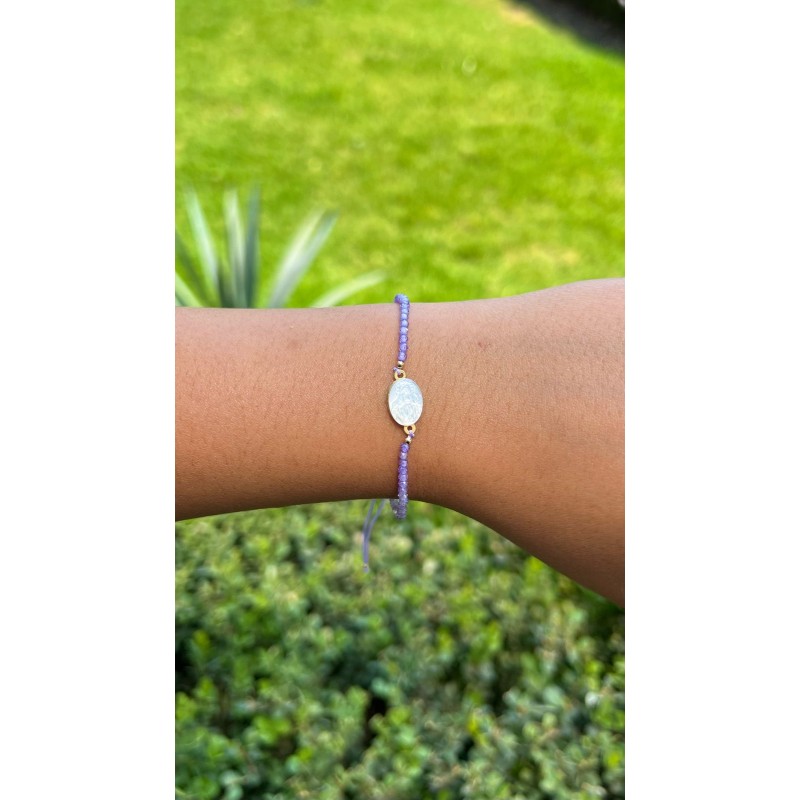 Pulsera Virgen Milagrosa y Amatista – Victoria Fine Jewelry