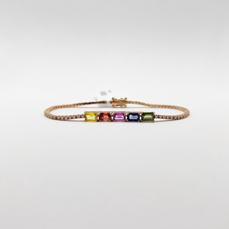 Pulsera Zafiros Multicolor y Diamantes – Victoria Fine Jewelry