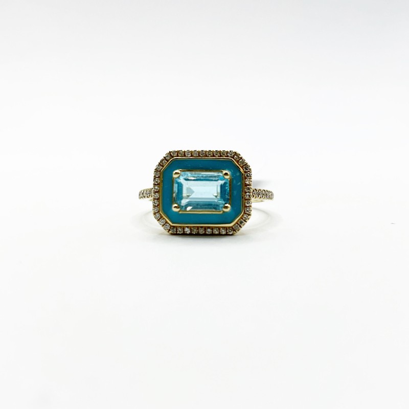 Anillo Con Topacio Azul Esmaltado Con Diamantes – Victoria Fine Jewelry