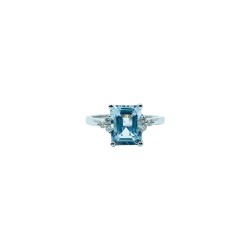 Anillo Cuadro Aguamarina Con Diamantes – Victoria Fine Jewelry