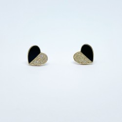 Aretes Corazón De Onix y Diamantes – Victoria Fine Jewelry