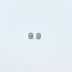 Aretes Cuadrados De Topacio Azul Con Diamantes – Victoria Fine Jewelry
