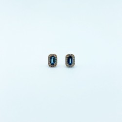Arete Cuadro Chico Topacio London Blue – Victoria Fine Jewelry