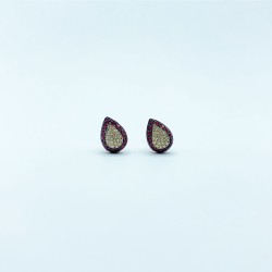 Arete Gota Diamantes Pave y Halo De Rubíes – Victoria Fine Jewelry