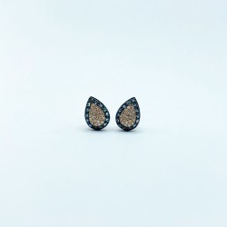 Arete Gota Diamantes Pave y Halo De Topacio Azul – Victoria Fine Jewelry