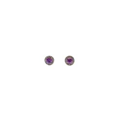 Arete Redondo Mini Zafiro Rosa – Victoria Fine Jewelry