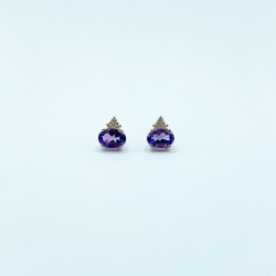 Aretes Amatista Oval Con Diamantes – Victoria Fine Jewelry