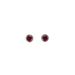 Aretes Redondos Rubíes Con Diamantes – Victoria Fine Jewelry