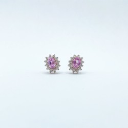 Aretes Zafiro Rosa Con Diamantes – Victoria Fine Jewelry