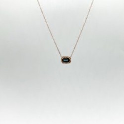 Collar Cuadro De Topacio London Blue Con Halo De Diamantes – Victoria Fine Jewelry