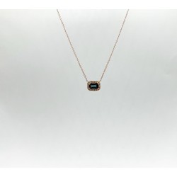 Collar Cuadro De Topacio London Blue Con Halo De Diamantes – Victoria Fine Jewelry