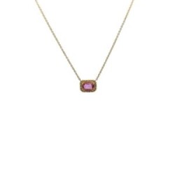 Collar Cuadro De Zafiro Rosa Con Halo De Diamantes – Victoria Fine Jewelry