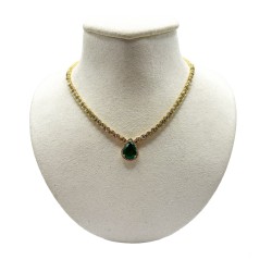 Gargantilla Gota de Esmeralda con Diamantes – Victoria Fine Jewelry