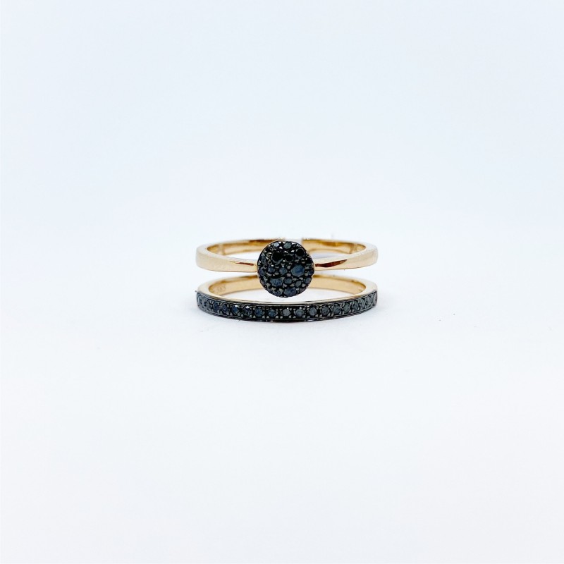 Anillo Circulo con Churumbela de Diamantes Negros – Victoria Fine Jewelry