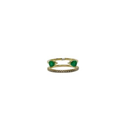 Anillo Doble Esmeralda con Diamantes – Victoria Fine Jewelry